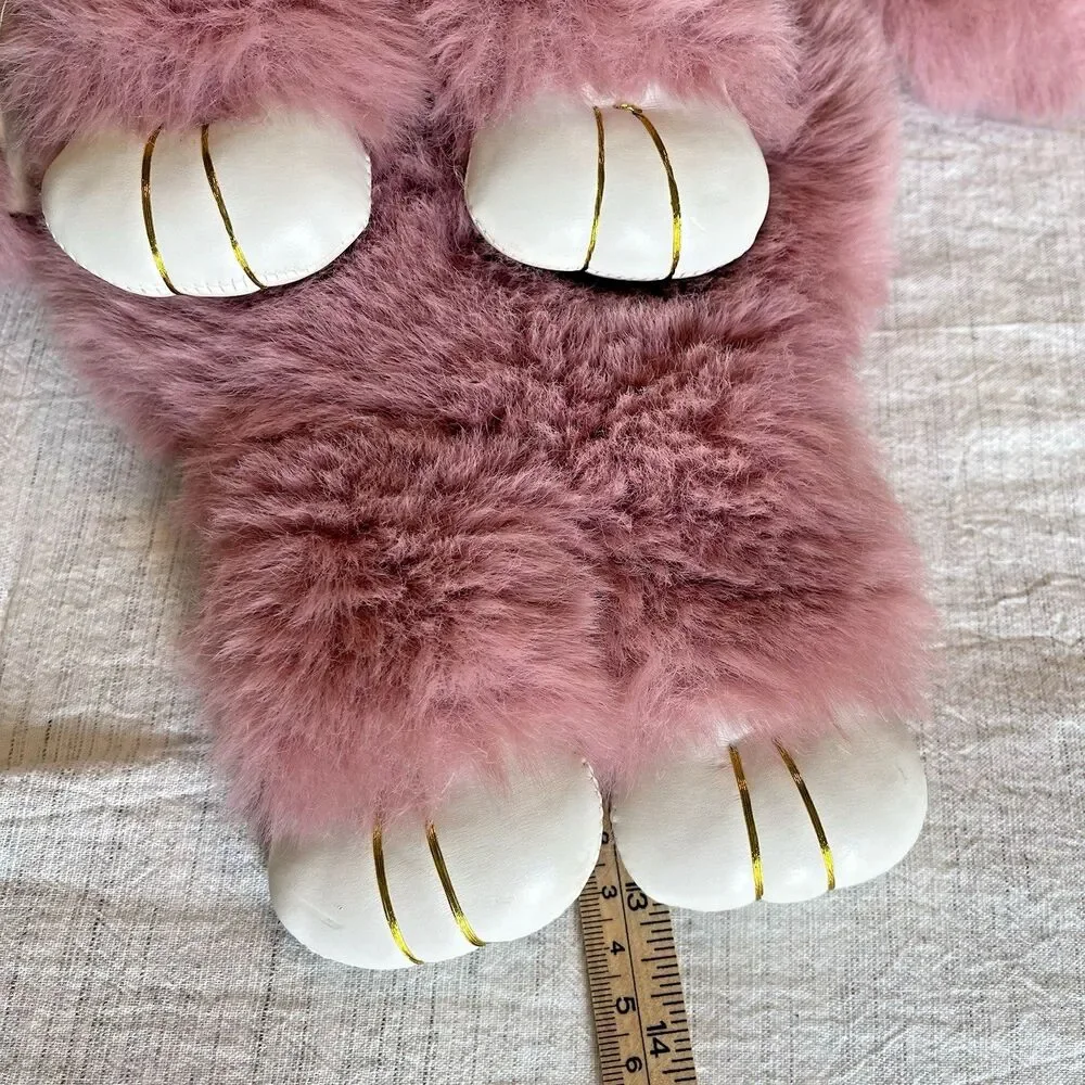 Pink Plush Easter Bunny Rabbit Purse Bag Stuffed Animal Toy Crossbody Accessory
